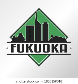 Fukuoka, Japan Skyline Logo. Adventure Landscape Design Vector Illustration.