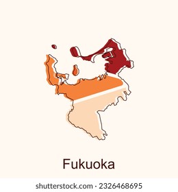 Fukuoka map. Blank vector map of the Country. Borders of Japan for your infographic. Vector illustration. design template