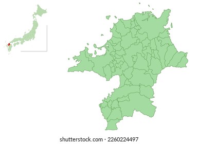 Fukuoka Map prefectures municipalities icon