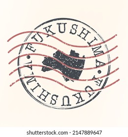 Fukushima, Japan Stamp Map Postal. Silhouette. Passport Round Design. Vector Icon. Design Retro Travel National Symbol.