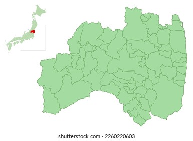 Fukushima Map prefectures municipalities icon