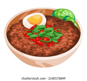 Ful medames boiled legume bean traditional arab middle east food vector drawing illustration