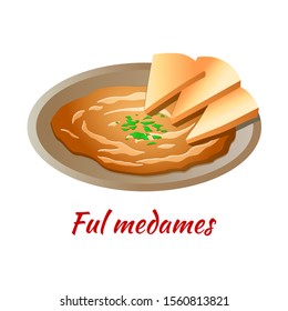 Ful Medames is delicious and famous food of Halal in colored gradient design icon,vector illustratio