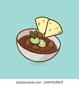 Ful medames vegetarische fava Bohnen Eintopf einfache Cartoon-Vektorillustration Islamische Urlaubskonzept Ikone isoliert