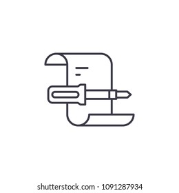 Fulfilled works report linear icon concept. Fulfilled works report line vector sign, symbol, illustration.