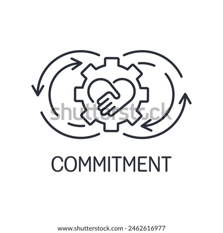 Fulfillment of mutual business promises. Commitment. Vector linear icon isolated on white background.