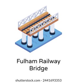 Puente ferroviario de Fulham, icono isométrico con detalles 