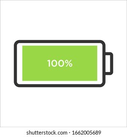 Full 100 % percent battery icon Vector modern flat style energy power concept eps 10