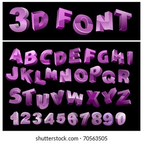 full 3d vector alphabet with numerals