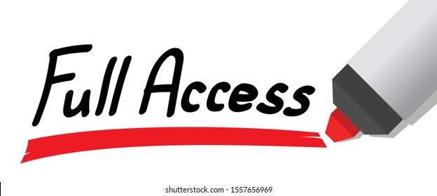 full access, red marker pen, vector illutration
