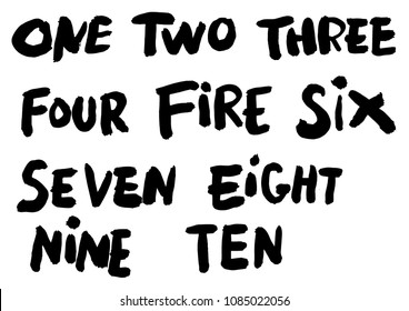 Full alphabet  digits?1 (one), 2 (two), 3 (three), 4 (four), 5 (five), 6 (six), 7 (seven), 8 (eight), 9 (nine). Vector illustration.