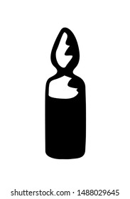 Full antidote ampulla cartridge symbol isolated on white background. Web simple medic ui logo concept. Freehand black ink linear hand drawn emblem sketchy in retro engraving graphic style pen on paper