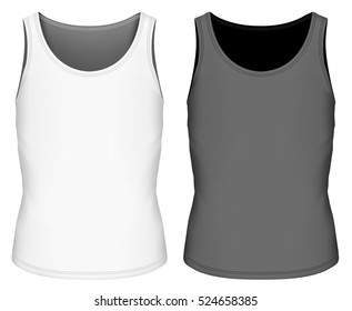 Full back singlet for boys. Children sleeveless shirt. Fully editable handmade mesh. Vector illustration