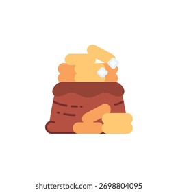 Icono de Vector de moneda de oro de bolsa completa. Estilo plano del icono de la joyería. uso perfecto para el logotipo, la presentación, el Sitio web, y más. estilo moderno del color del diseño del icono