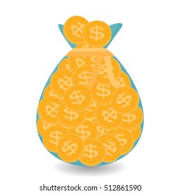 Full Bag of Gold Coins - Contribution to Future. Vector Illustration. EPS10