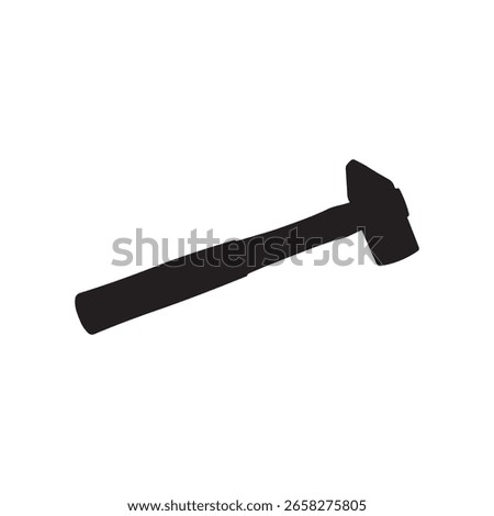 full balck Old worn hammer silhouette vector flat illustration design