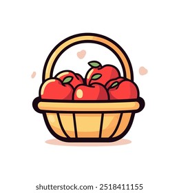 Full Basket of Apples Icon Representing Harvest Season, Fresh Produce, and Autumn Agriculture