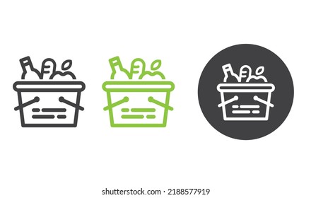 Full Basket Of Food, Grocery Shopping, Special Offer - Icon.