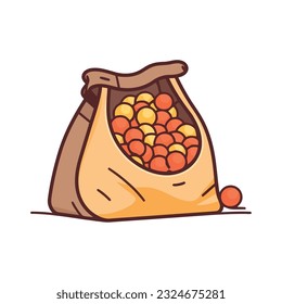 Full basket of organic fruit over white