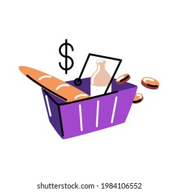 Full basket. Vector icon in bold line style