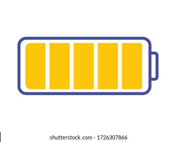 Full battery design for smartphone on an isolated white background. The concept of emotional burnout. Flat style. Icon for site applications, print on fabric and clothes. Vector stock graphic.