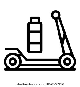 Full battery electric scooter icon. Outline full battery electric scooter vector icon for web design isolated on white background
