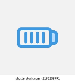 Icono de batería completa en azul sobre interfaz de usuario, uso para presentación de aplicación móvil del sitio web