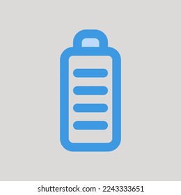 Icono de batería completa en azul sobre interfaz de usuario, uso para presentación de aplicación móvil del sitio web