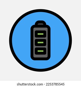 Icono de batería completa en el estilo de línea rellena sobre la cámara, uso para presentación de aplicaciones móviles del sitio web