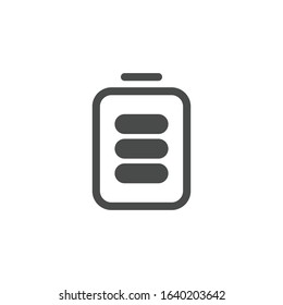Full battery icon isolated on white background. Charging symbol modern, simple, vector, icon for website design, mobile app, ui. Vector Illustration