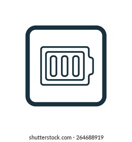 full battery icon Rounded squares button, on white background 