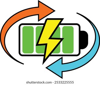 Full Battery Icon Shows the battery is fully charged in green.eps