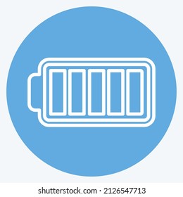 Full Battery Icon in trendy blue eyes style isolated on soft blue background