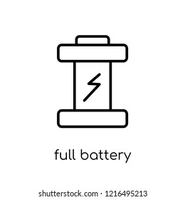 full battery icon. Trendy modern flat linear vector full battery icon on white background from thin line collection, outline vector illustration