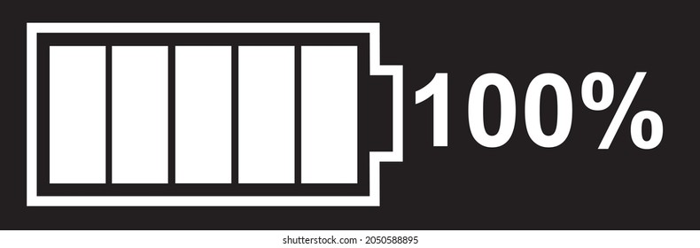 Full battery icon vector, battery energy 100% Charged, Battery icon. Battery vector icon