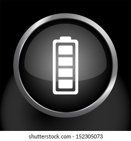 Full Battery Icon Vector Glass Icon