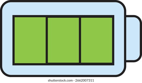 Full Battery Icon Vector Illustration – Green Energy Power Symbol for Device, Technology, and Charging Design Projects
