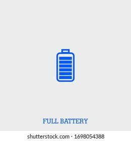 full battery icon. full battery vector on gray background