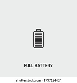full battery icon. full battery vector on gray background