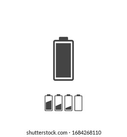 Full battery and low battery set on white isolated background.