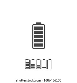 Full battery and low battery set on white isolated background.