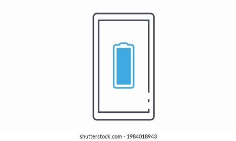 Icono móvil de batería completa. Ilustración aislada vectorial de un dispositivo Smartphone con un icono de batería completa.