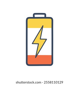 Full battery power. Charged battery icon; symbolizes energy, strength, and vitality.  Perfect for apps or websites.