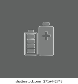 Full Battery and Power Icon Line Style