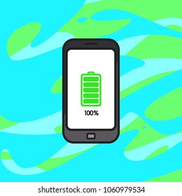 Full battery smartphone.Vector illustration.
