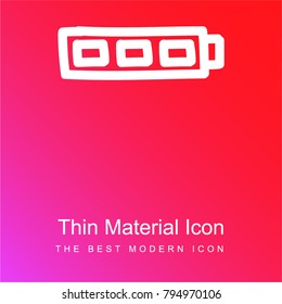 Full battery symbol hand drawn outline red and pink gradient material white icon minimal design