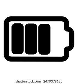 Full battery vector icon in black with white background.