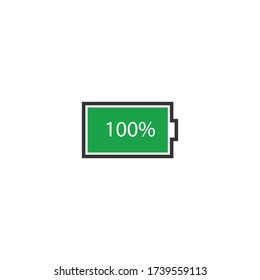 Vollständiges Symbol für Batterievektoren. Grüne Batterie geladen.