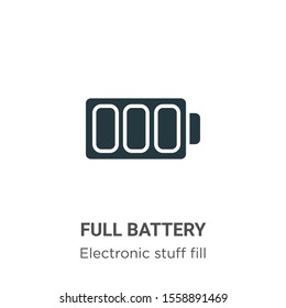 Full battery vector icon on white background. Flat vector full battery icon symbol sign from modern electronic stuff fill collection for mobile concept and web apps design.