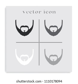 Full beard style. Beard and mustache flat black and white vector icon.